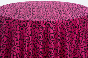 Hot Pink Flocked Scroll Taffeta - Image 2