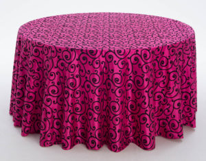 Hot Pink Flocked Scroll Taffeta