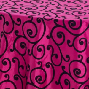 Hot Pink Flocked Scroll Taffeta - Image 3